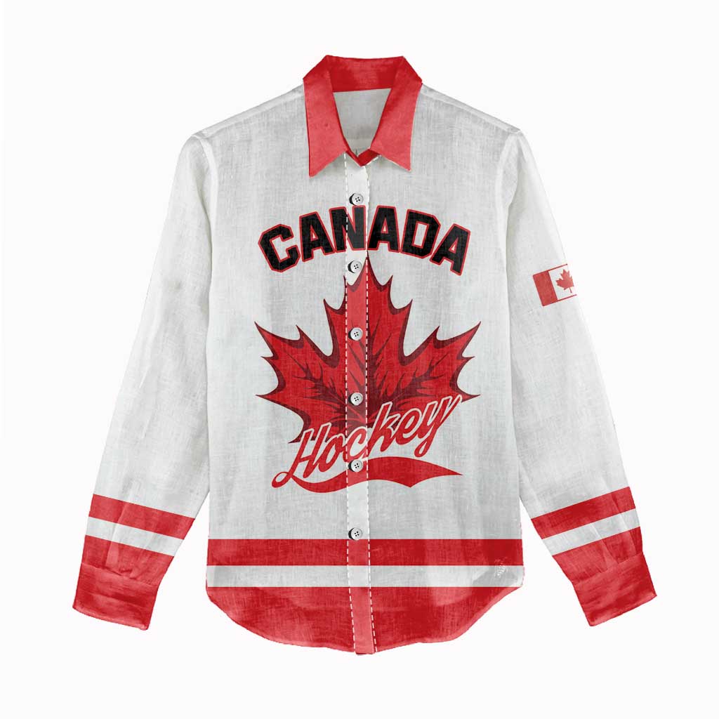 Custom Canada 2026 Hockey Women Casual Shirt Team Maple Leaf White Version - Wonder Print Shop