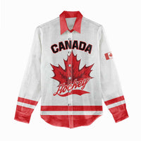 Custom Canada 2026 Hockey Women Casual Shirt Team Maple Leaf White Version - Wonder Print Shop