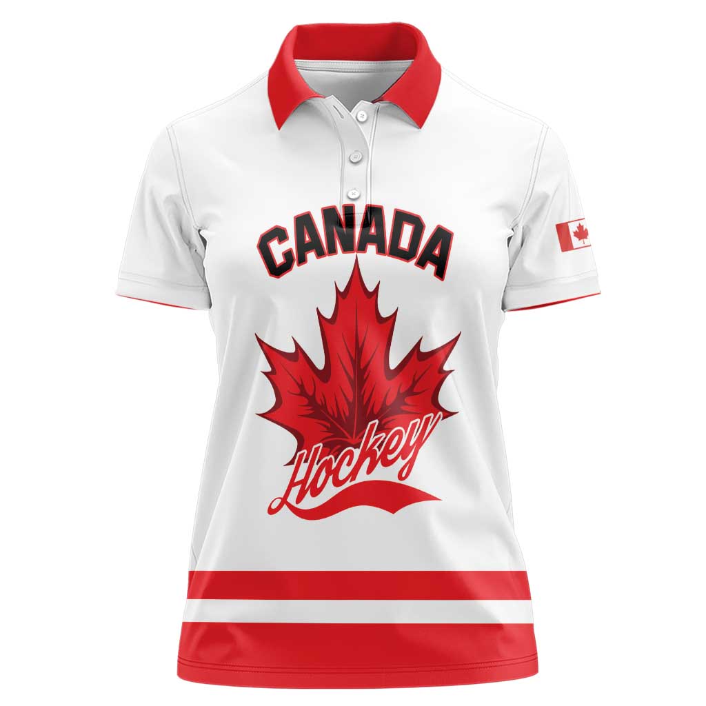 Custom Canada 2026 Hockey Women Polo Shirt Team Maple Leaf White Version - Wonder Print Shop