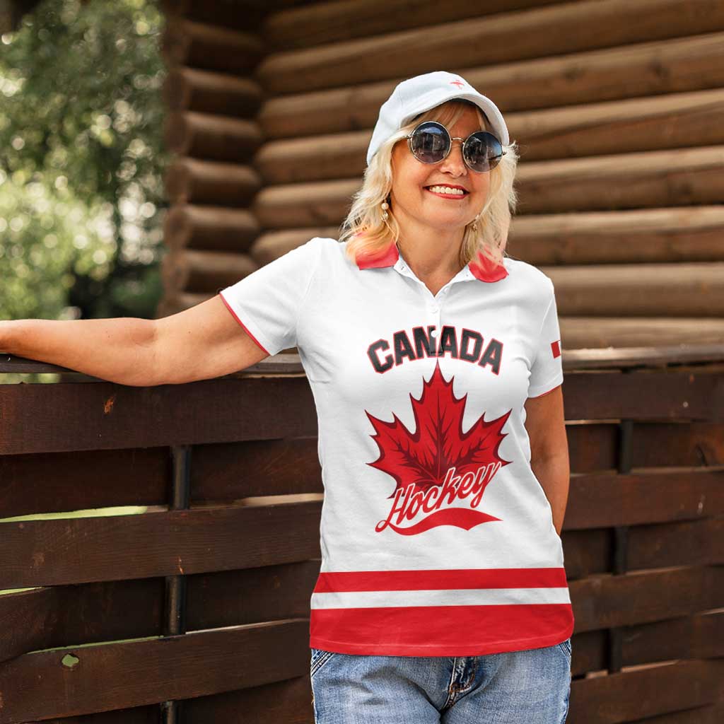 Custom Canada 2026 Hockey Women Polo Shirt Team Maple Leaf White Version - Wonder Print Shop