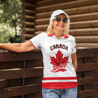 Custom Canada 2026 Hockey Women Polo Shirt Team Maple Leaf White Version - Wonder Print Shop