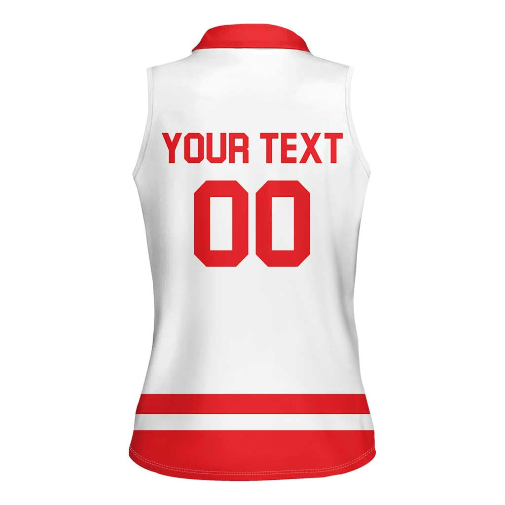 Custom Canada 2026 Hockey Women Sleeveless Polo Shirt Team Maple Leaf White Version - Wonder Print Shop