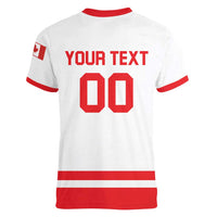 Custom Canada 2026 Hockey Women V-Neck T-Shirt Team Maple Leaf White Version - Wonder Print Shop