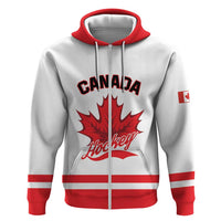 Custom Canada 2026 Hockey Zip Hoodie Team Maple Leaf White Version - Wonder Print Shop
