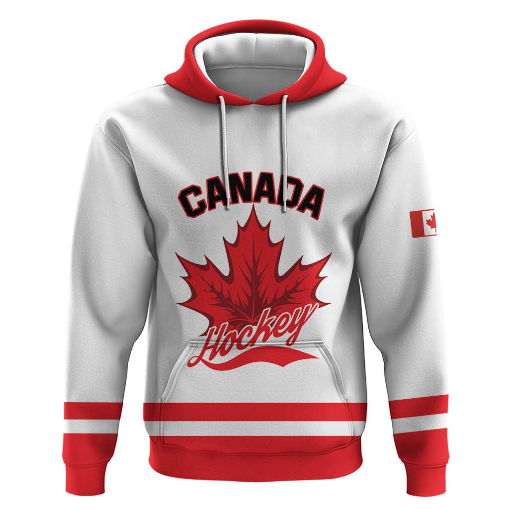 Custom Canada 2026 Hockey Zip Hoodie Team Maple Leaf White Version - Wonder Print Shop