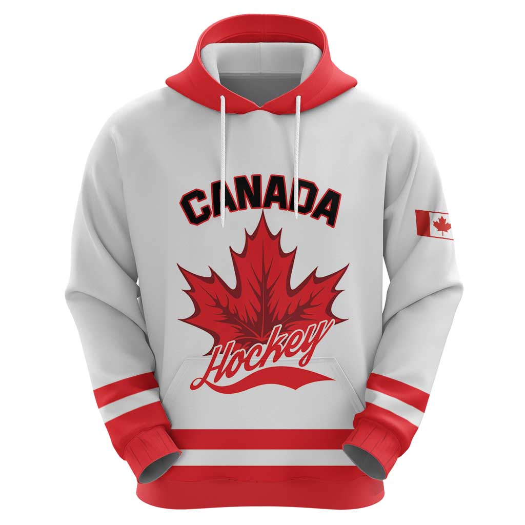 Custom Canada 2026 Hockey Zip Hoodie Team Maple Leaf White Version - Wonder Print Shop