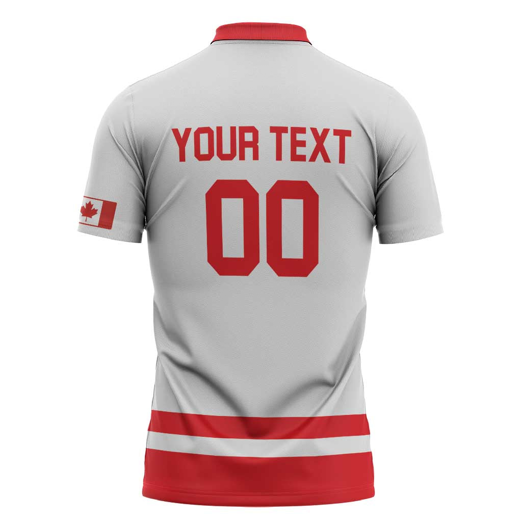 Custom Canada 2026 Hockey Zipper Polo Shirt Team Maple Leaf White Version - Wonder Print Shop