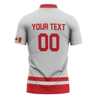 Custom Canada 2026 Hockey Zipper Polo Shirt Team Maple Leaf White Version - Wonder Print Shop