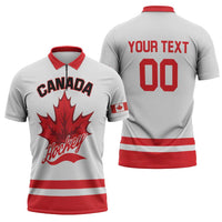 Custom Canada 2026 Hockey Zipper Polo Shirt Team Maple Leaf White Version - Wonder Print Shop