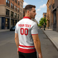 Custom Canada 2026 Hockey Zipper Polo Shirt Team Maple Leaf White Version - Wonder Print Shop