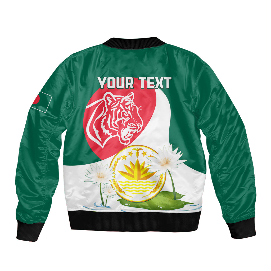Bangladesh Independence Day Bomber Jacket Royal Bengal Tiger With Water Lily - Wonder Print Shop