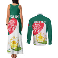 Bangladesh Independence Day Couples Matching Tank Maxi Dress and Long Sleeve Button Shirt Royal Bengal Tiger With Water Lily - Wonder Print Shop