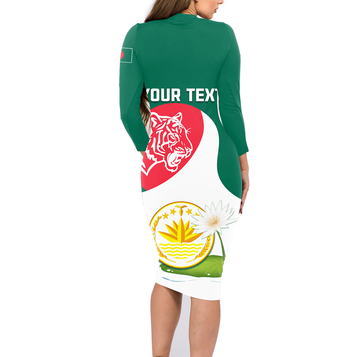 Bangladesh Independence Day Family Matching Long Sleeve Bodycon Dress and Hawaiian Shirt Royal Bengal Tiger With Water Lily - Wonder Print Shop