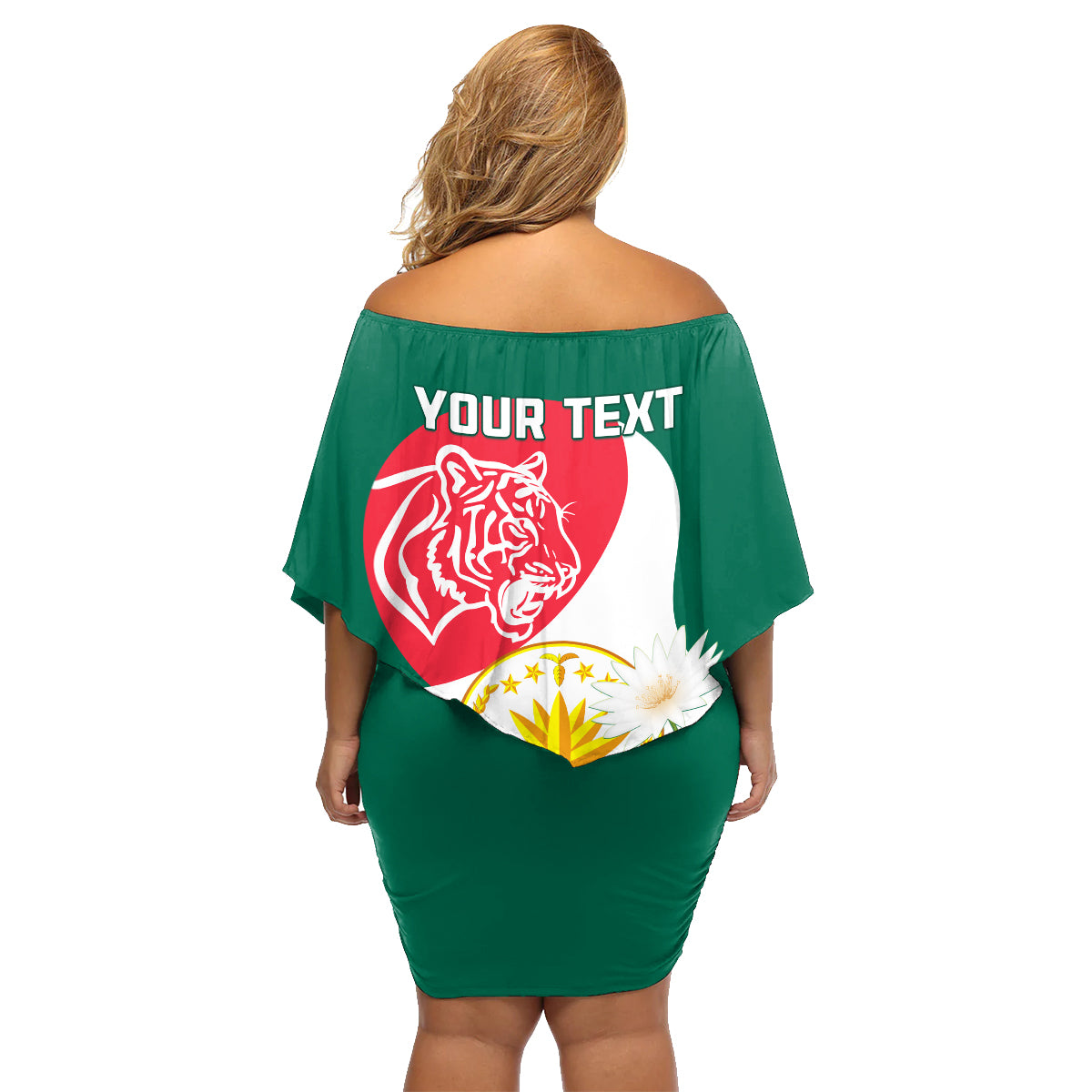 Bangladesh Independence Day Family Matching Off Shoulder Short Dress and Hawaiian Shirt Royal Bengal Tiger With Water Lily - Wonder Print Shop