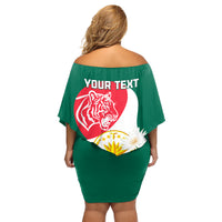 Bangladesh Independence Day Family Matching Off Shoulder Short Dress and Hawaiian Shirt Royal Bengal Tiger With Water Lily - Wonder Print Shop