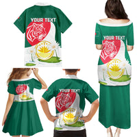Bangladesh Independence Day Family Matching Puletasi and Hawaiian Shirt Royal Bengal Tiger With Water Lily - Wonder Print Shop