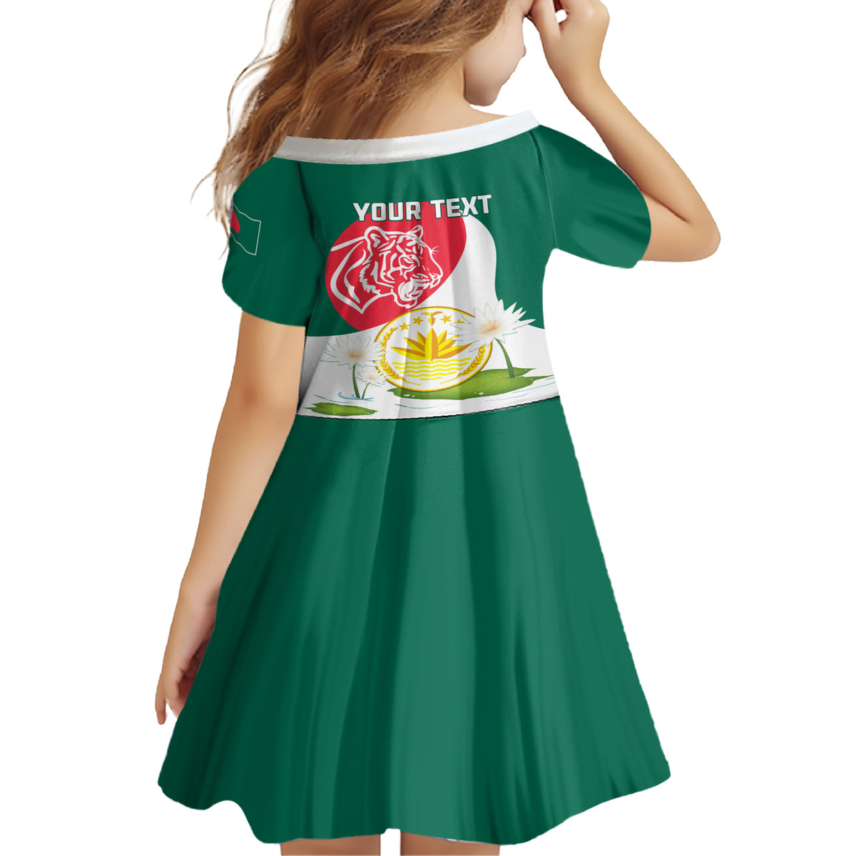 Bangladesh Independence Day Family Matching Short Sleeve Bodycon Dress and Hawaiian Shirt Royal Bengal Tiger With Water Lily - Wonder Print Shop