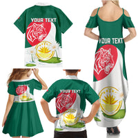 Bangladesh Independence Day Family Matching Summer Maxi Dress and Hawaiian Shirt Royal Bengal Tiger With Water Lily - Wonder Print Shop
