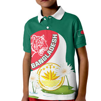 Bangladesh Independence Day Kid Polo Shirt Royal Bengal Tiger With Water Lily - Wonder Print Shop