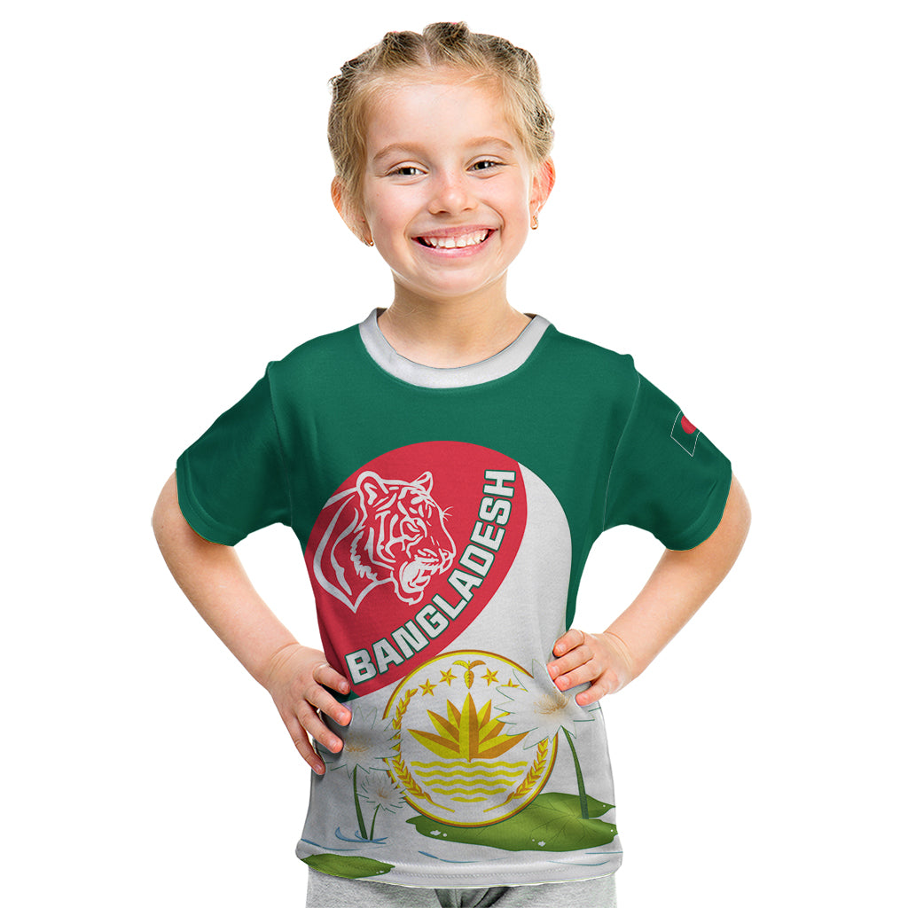 Bangladesh Independence Day Kid T Shirt Royal Bengal Tiger With Water Lily