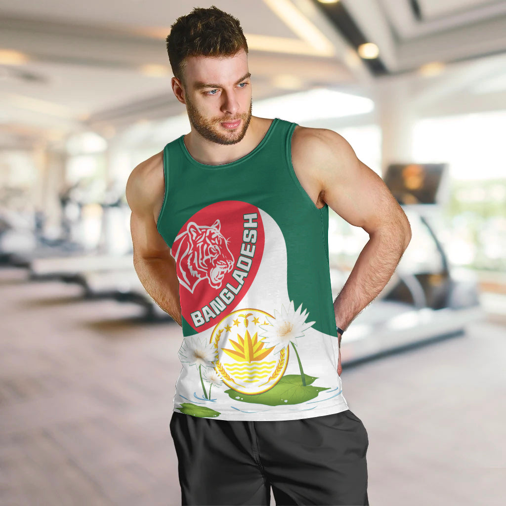 Bangladesh Independence Day Men Tank Top Royal Bengal Tiger With Water Lily - Wonder Print Shop