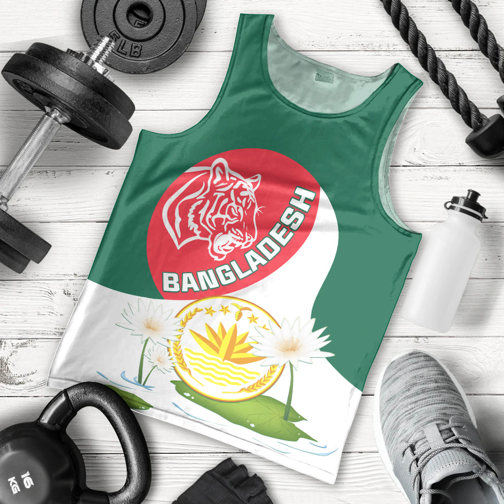 Bangladesh Independence Day Men Tank Top Royal Bengal Tiger With Water Lily - Wonder Print Shop