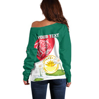 Bangladesh Independence Day Off Shoulder Sweater Royal Bengal Tiger With Water Lily - Wonder Print Shop