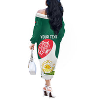 Bangladesh Independence Day Off The Shoulder Long Sleeve Dress Royal Bengal Tiger With Water Lily - Wonder Print Shop