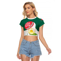 Bangladesh Independence Day Raglan Cropped T Shirt Royal Bengal Tiger With Water Lily - Wonder Print Shop