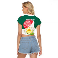 Bangladesh Independence Day Raglan Cropped T Shirt Royal Bengal Tiger With Water Lily - Wonder Print Shop