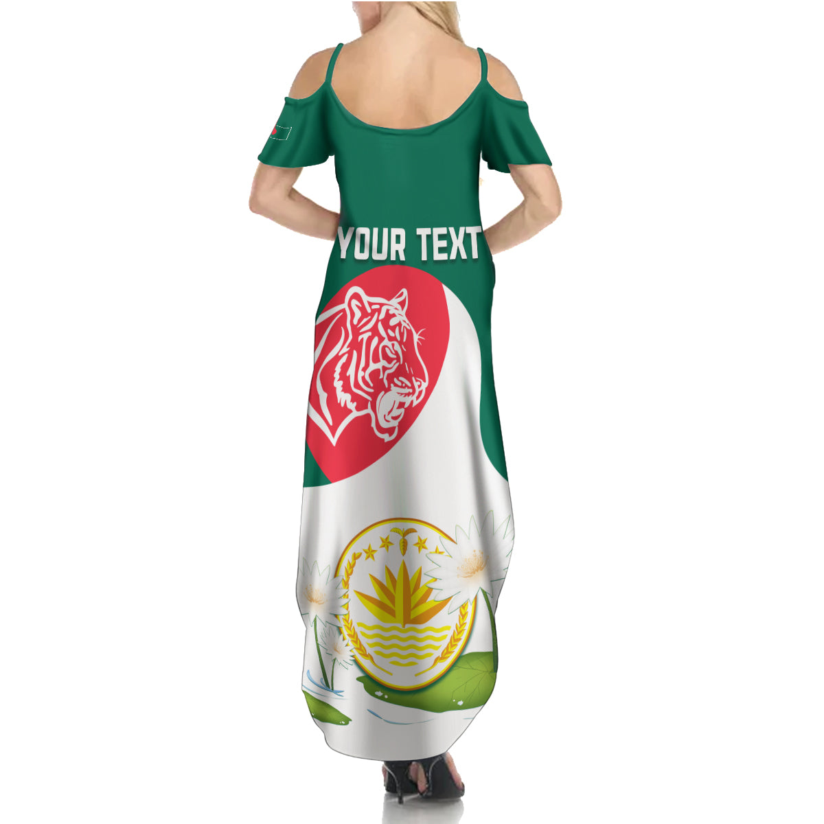 Bangladesh Independence Day Summer Maxi Dress Royal Bengal Tiger With Water Lily - Wonder Print Shop