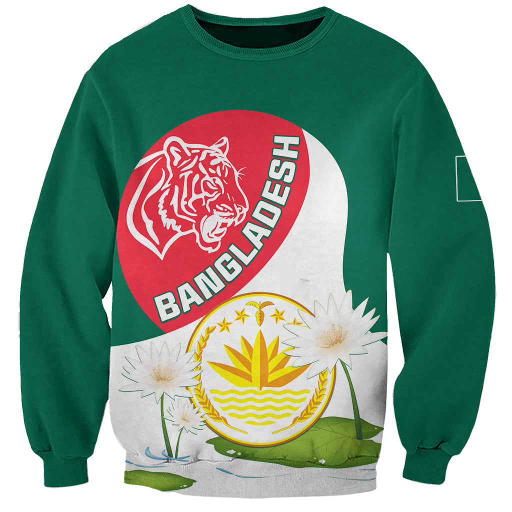 Bangladesh Independence Day Sweatshirt Royal Bengal Tiger With Water Lily