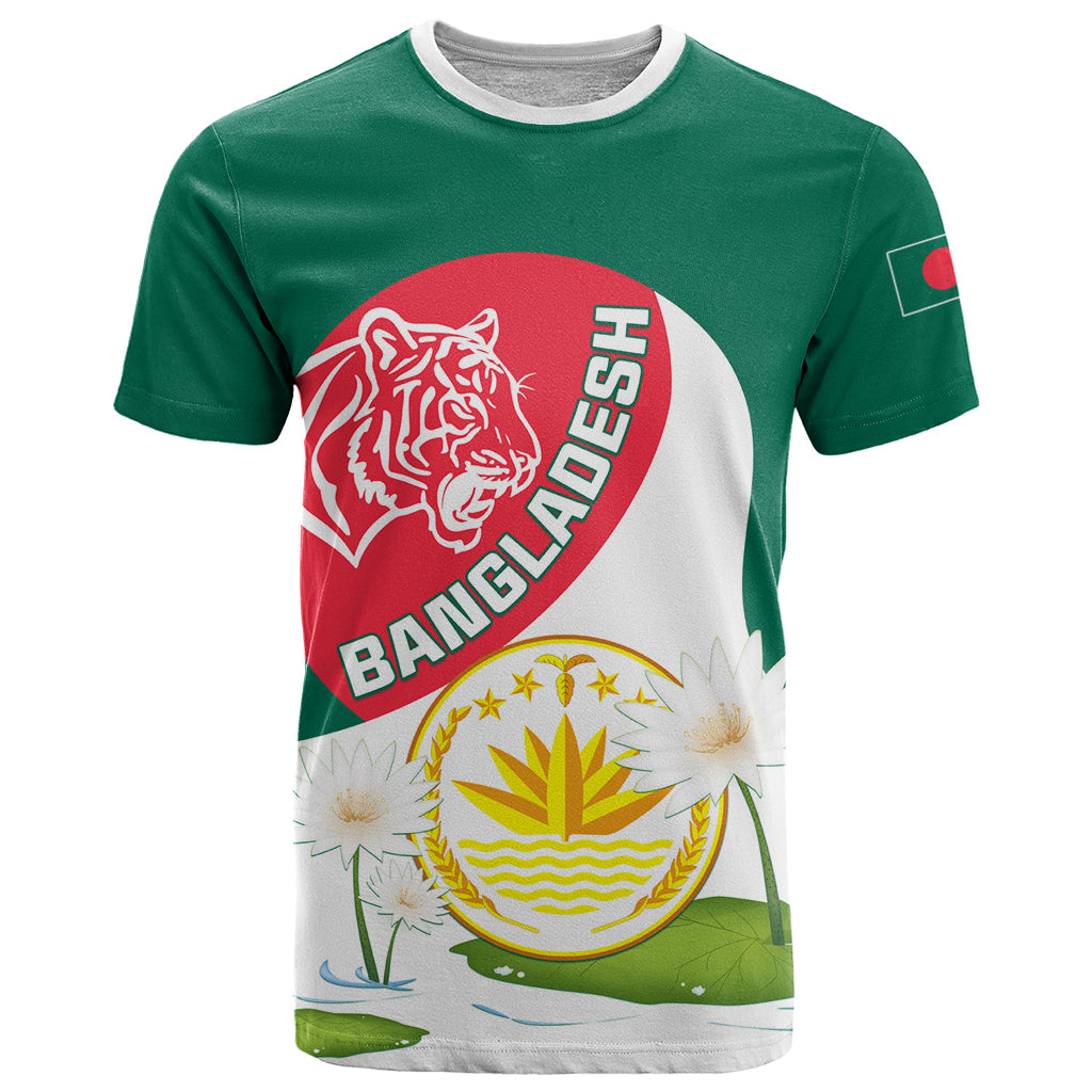Bangladesh Independence Day T Shirt Royal Bengal Tiger With Water Lily