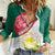 Bangladesh Independence Day Women Casual Shirt Royal Bengal Tiger With Water Lily - Wonder Print Shop