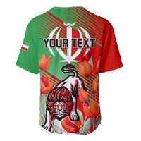 Iran Republic Day Baseball Jersey Asiatic Lion With Tulip Flower - Wonder Print Shop