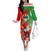 Iran Republic Day Family Matching Off Shoulder Long Sleeve Dress and Hawaiian Shirt Asiatic Lion With Tulip Flower - Wonder Print Shop