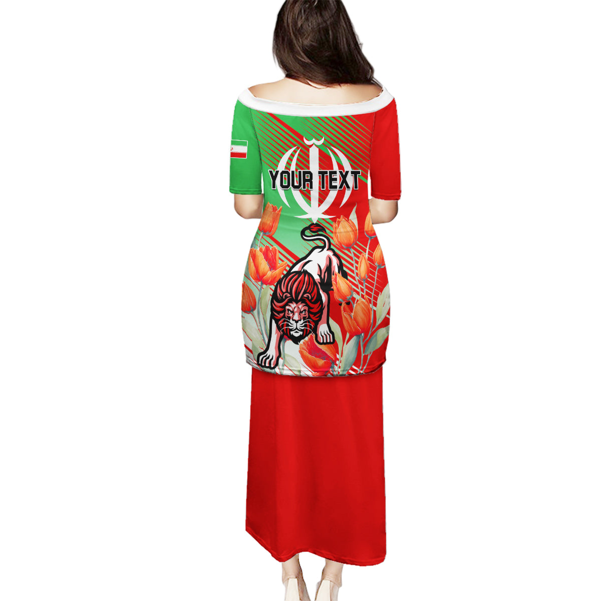 Iran Republic Day Family Matching Puletasi and Hawaiian Shirt Asiatic Lion With Tulip Flower - Wonder Print Shop