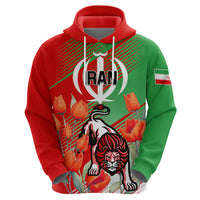 Iran Republic Day Hoodie Asiatic Lion With Tulip Flower - Wonder Print Shop