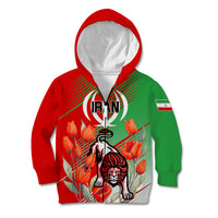 Iran Republic Day Kid Hoodie Asiatic Lion With Tulip Flower - Wonder Print Shop