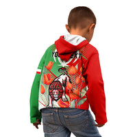 Iran Republic Day Kid Hoodie Asiatic Lion With Tulip Flower - Wonder Print Shop