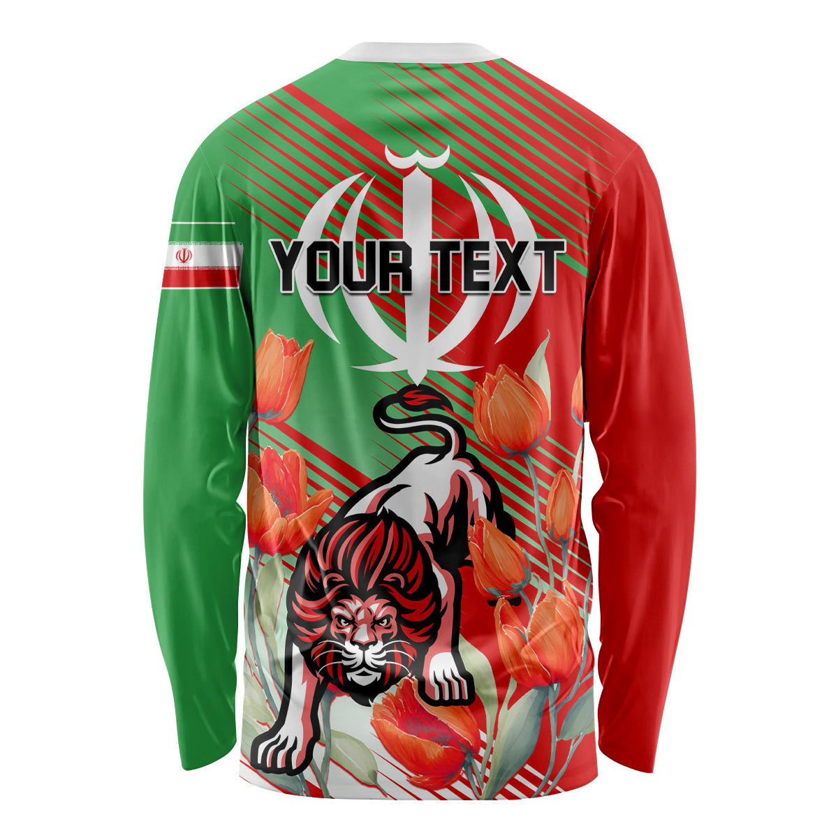 Iran Republic Day Long Sleeve Shirt Asiatic Lion With Tulip Flower - Wonder Print Shop