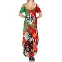 Iran Republic Day Summer Maxi Dress Asiatic Lion With Tulip Flower - Wonder Print Shop