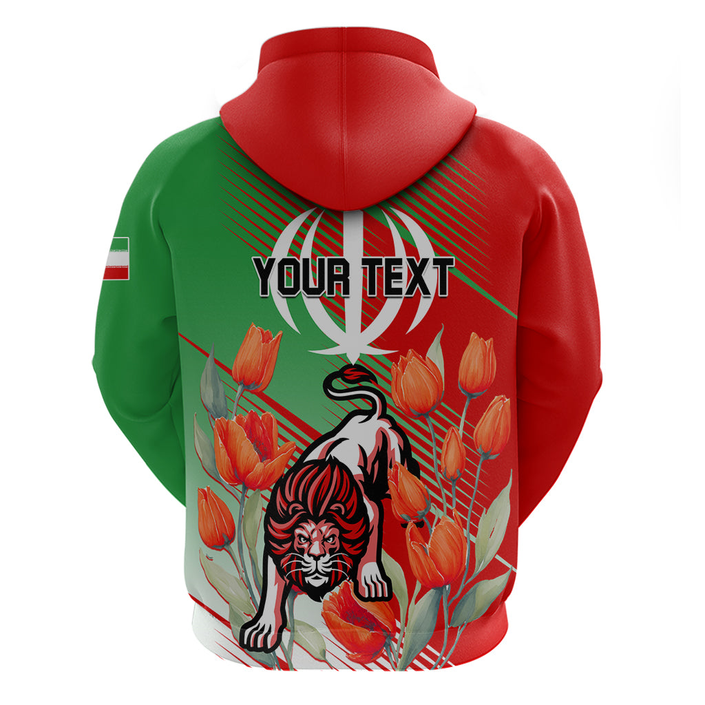 Iran Republic Day Zip Hoodie Asiatic Lion With Tulip Flower - Wonder Print Shop