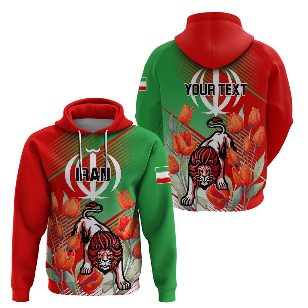 Iran Republic Day Zip Hoodie Asiatic Lion With Tulip Flower - Wonder Print Shop