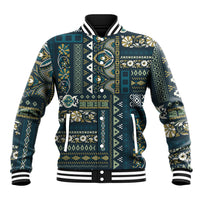 Persian Patchwork Pattern Baseball Jacket Unique Blue - Wonder Print Shop
