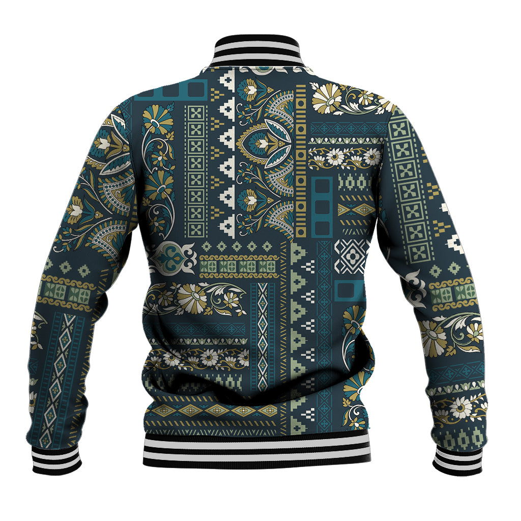 Persian Patchwork Pattern Baseball Jacket Unique Blue - Wonder Print Shop