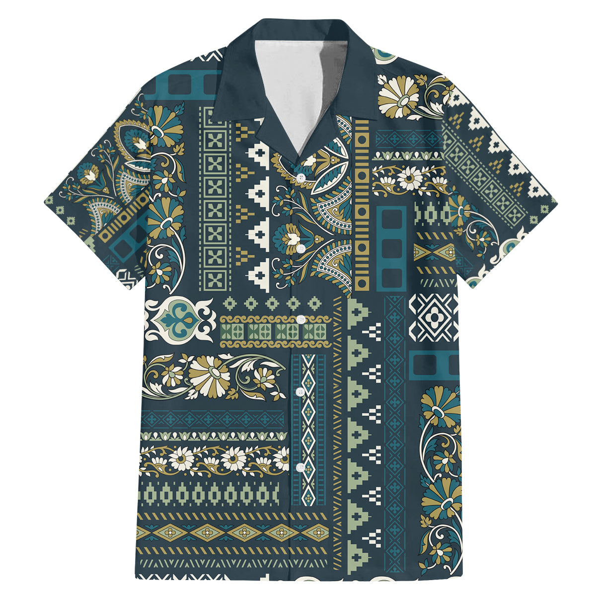 Persian Patchwork Pattern Family Matching Mermaid Dress and Hawaiian Shirt Unique Blue - Wonder Print Shop