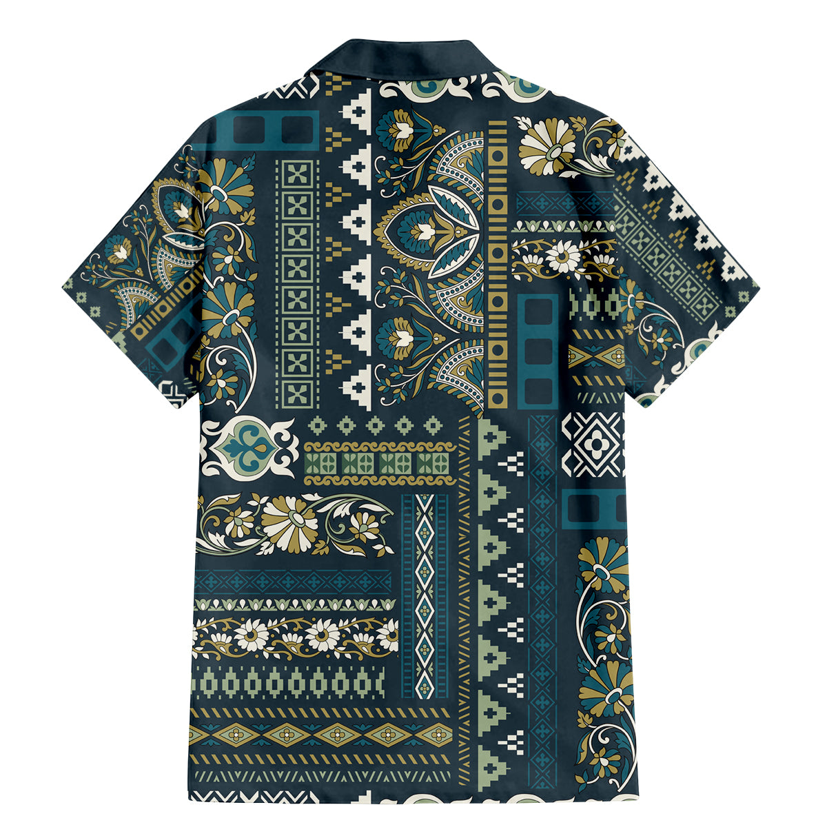 Persian Patchwork Pattern Family Matching Mermaid Dress and Hawaiian Shirt Unique Blue - Wonder Print Shop