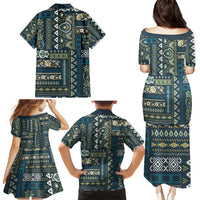 Persian Patchwork Pattern Family Matching Puletasi and Hawaiian Shirt Unique Blue - Wonder Print Shop