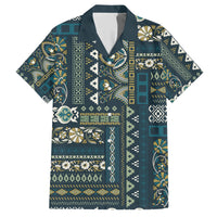 Persian Patchwork Pattern Family Matching Short Sleeve Bodycon Dress and Hawaiian Shirt Unique Blue - Wonder Print Shop